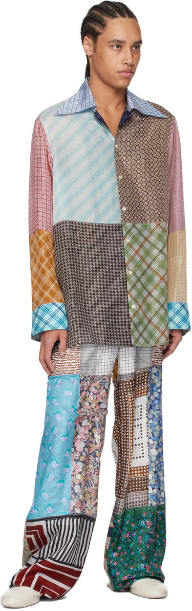 Košeľa Marine Serre Marine Serre Regenerated Silk Patchwork Lapel Collar Shirt Rôznofarebný | USI031A UWOV0028, 3