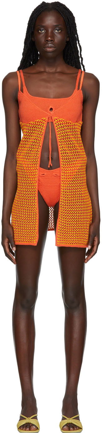 Plavky GUIZIO Guizio Crochet Camisole Mini Dress Oranžová | TCC 1, 0