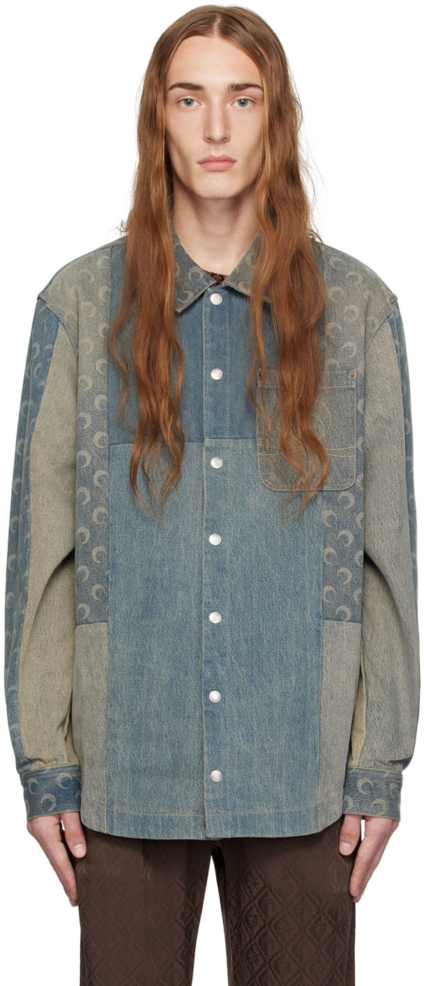 Košeľa Marine Serre Regenerated Denim Shirt Modrá | MSI006-GR30, 0