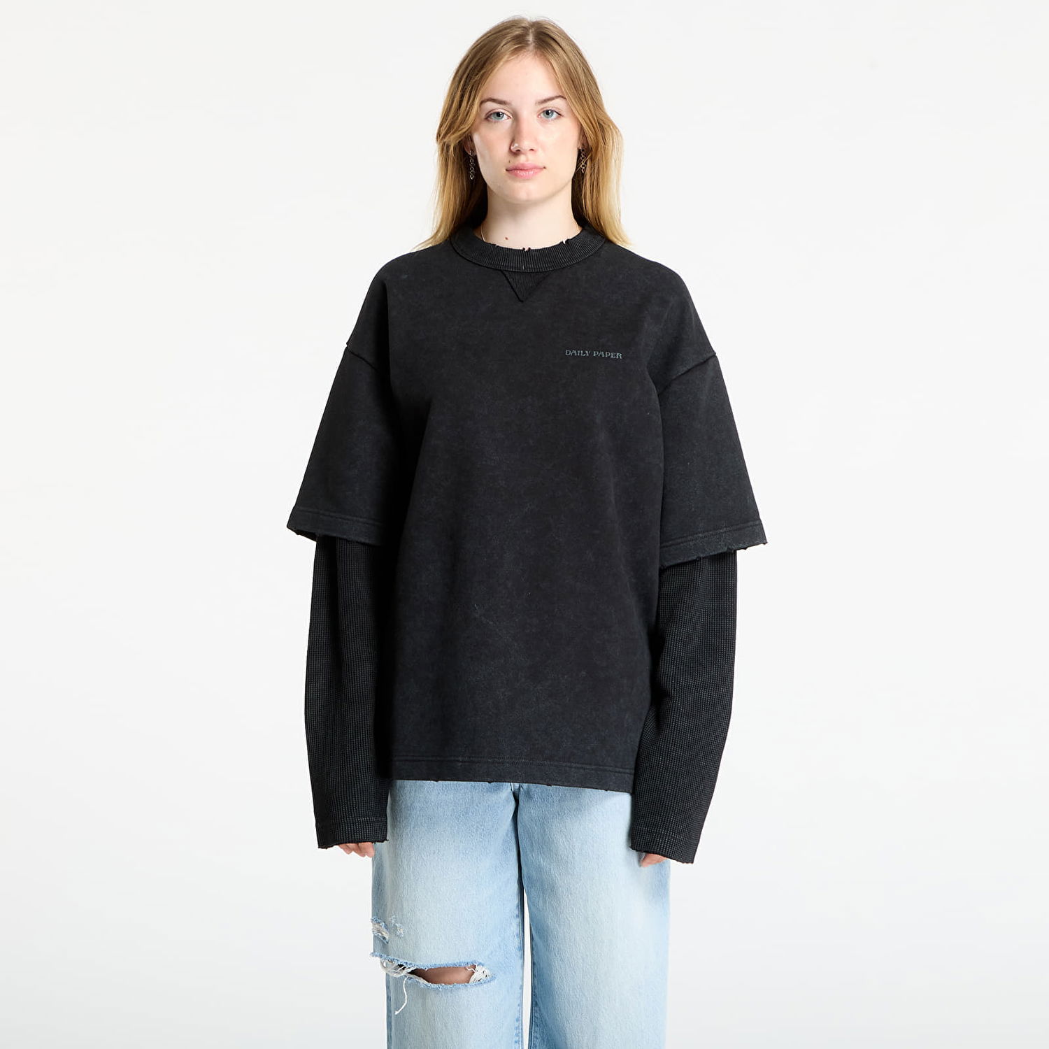 Mikina DAILY PAPER Daily Paper Layered Long Sleeve T-Shirt Čierna | 2521066, 0