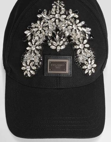 Šiltovka Dolce & Gabbana Dolce & Gabbana Cotton Drill Crystal-Embellished Baseball Hat Čierna | GH590ZGK260N0000, 2
