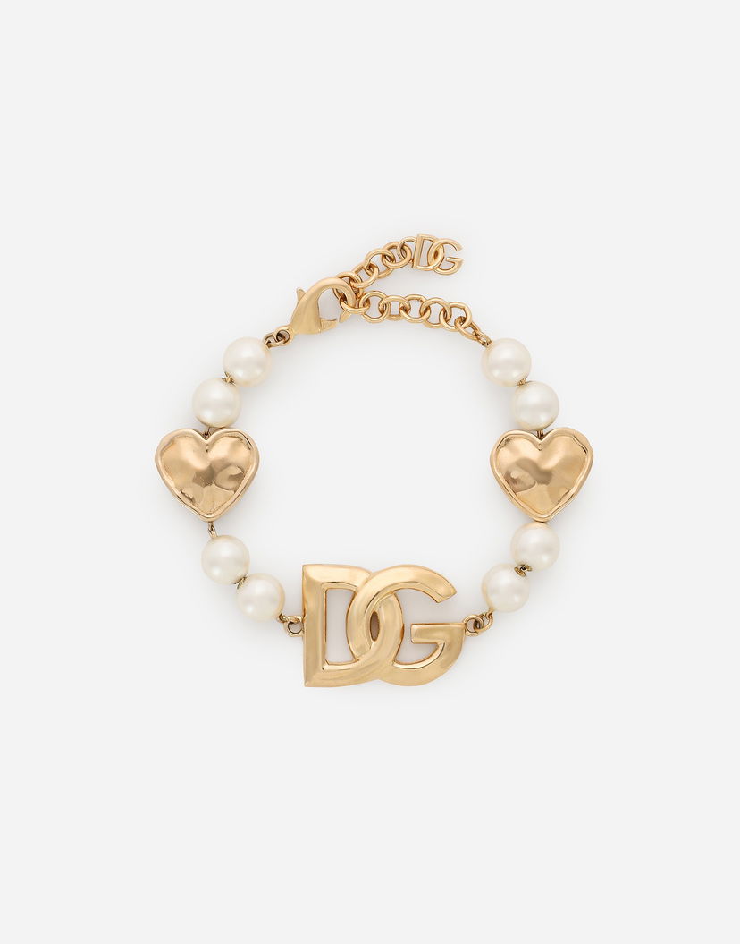Náramok Dolce & Gabbana Bracelet With Hearts and DG Logo Metal Onesize Biela | WBQ6L3W1111ZOO00