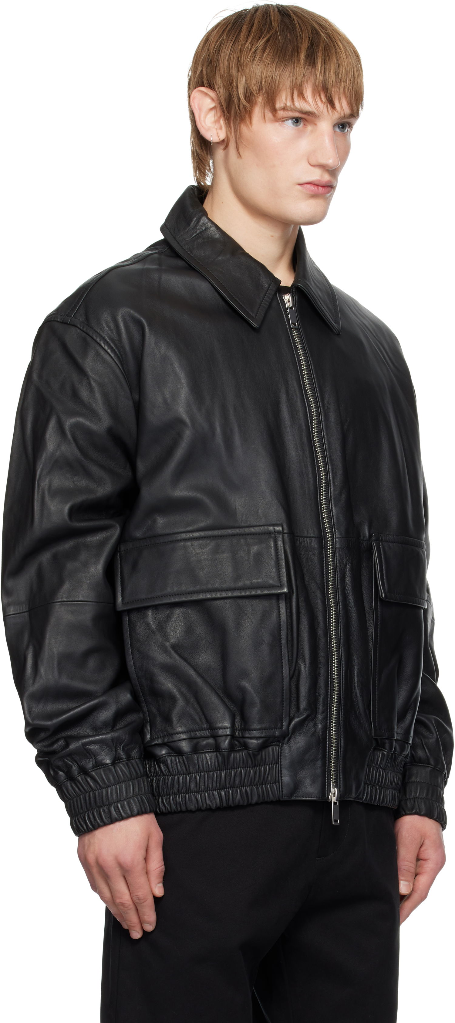 Bomber bunda Studio Nicholson Studio Nicholson Piston Leather Jacket Čierna | PISTON SNM - 1115, 1