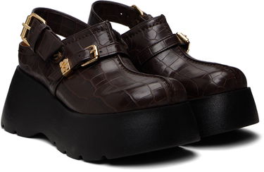Tenisky a topánky GANNI Platform Croc-Embossed Clog Loafers Hnedá | S3231, 3