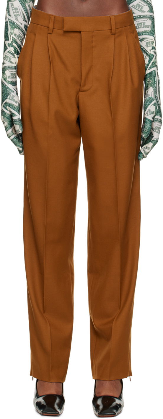Nohavice VETEMENTS VTMNTS Two-Pleat Trousers Hnedá | VL14PA220X