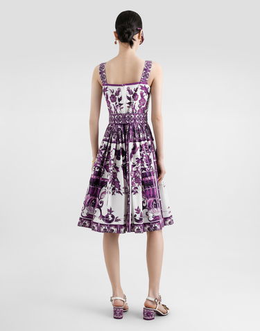 Šaty Dolce & Gabbana Dolce & Gabbana Majolica Print Poplin Fit-and-Flare Dress Fialová | F6TTJTHH5ENIP3TN, 2