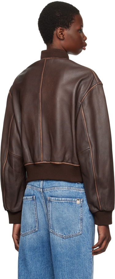 Bomber bunda Max Mara Weekend Max Mara Nappa Leather Bomber Jacket Hnedá | 2425446031600, 2