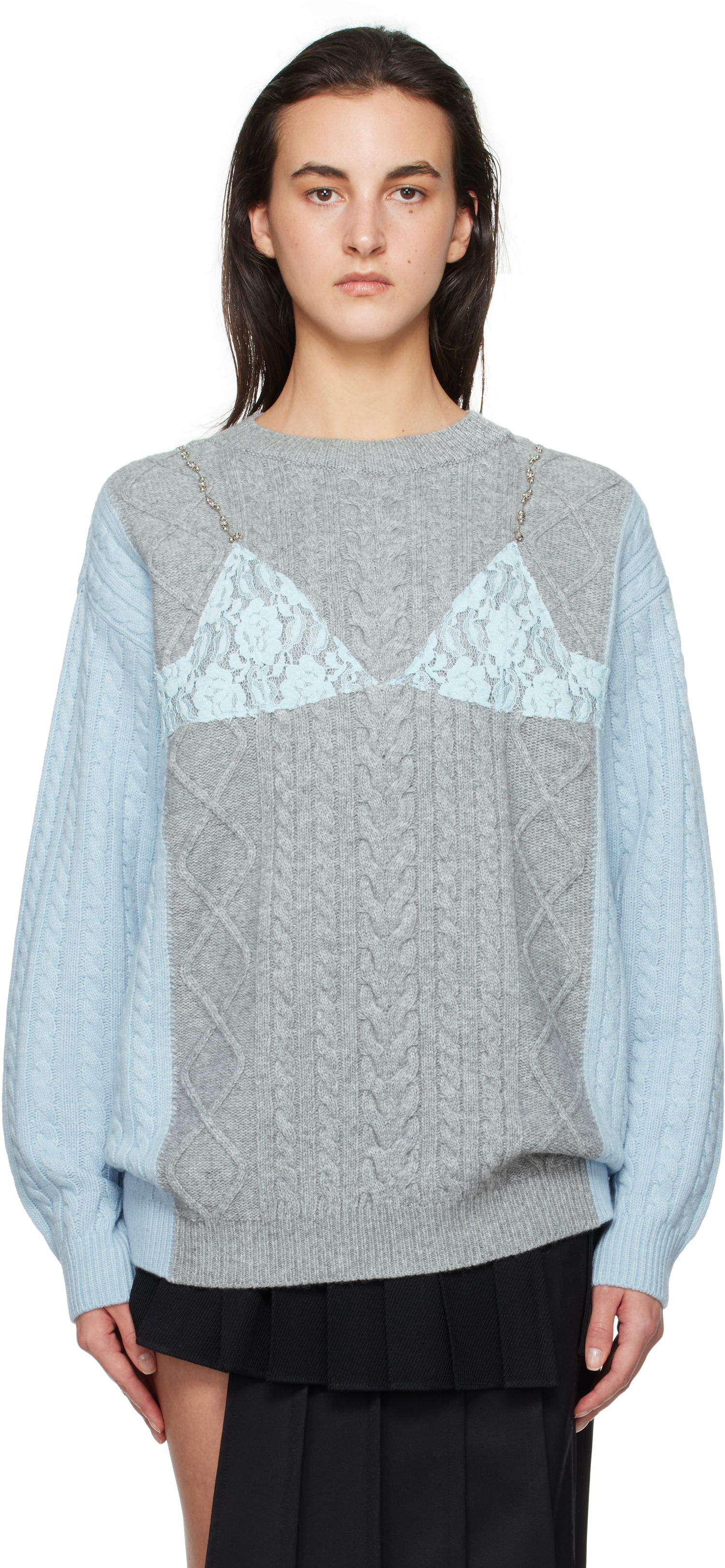 Sveter Andersson Bell Andersson Bell Lace Lingerie Knit Sweater Šedá | atb1182w, 0