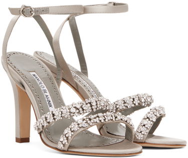 Doplnky Manolo Blahnik Manolo Blahnik Vedada Jeweled Satin Heeled Sandals Šedá | 223-1379, 3