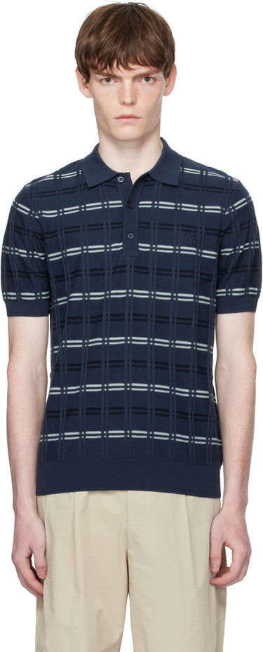 Polo tričko Fred Perry Fred Perry Striped Rib Knitted Polo Modrá | K9751, 0