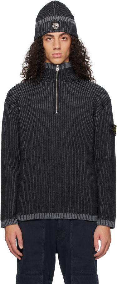 Sveter Stone Island Stone Island Vanisé Full Rib RWS Wool Quarter-Zip Sweater Čierna | 8115516C1, 0