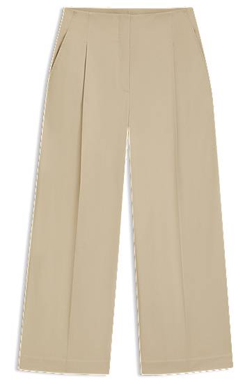 Nohavice BOSS High-waisted relaxed-fit trousers in stretch cotton Béžová | 50551913, 0