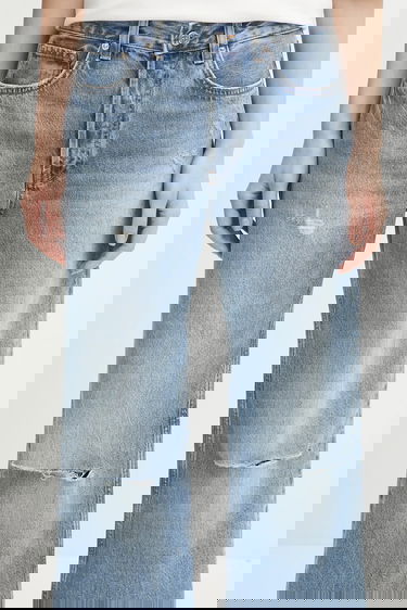 Džínsy Anine Bing Hugh High Waist Distressed Wide-Leg Jeans Modrá | A.06.10852, 3