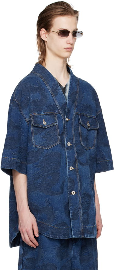Košeľa Feng Chen Wang Feng Chen Wang Dragon Denim Shirt Modrá | FMS17SR14, 1