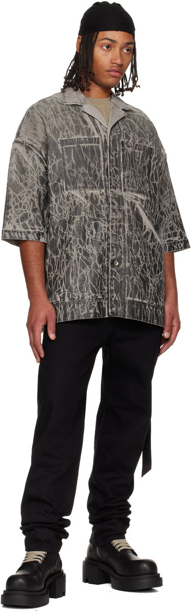 Košeľa Rick Owens DRKSHDW Concordians Magnum Tommy Short-Sleeve Patterned Denim Shirt Šedá | DU02E7294 SDWF, 3