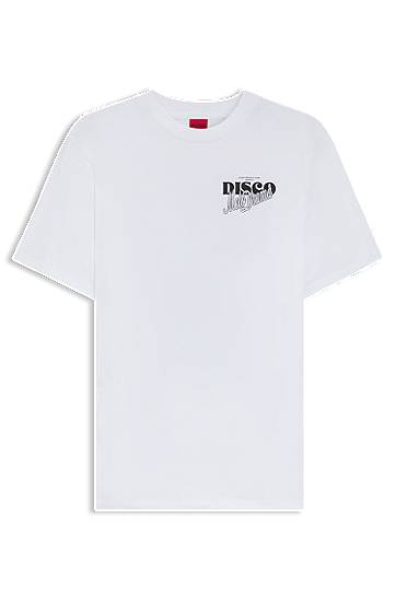 Tričko BOSS Cotton-jersey T-shirt with Rhinestone Artwork Biela | 50550148