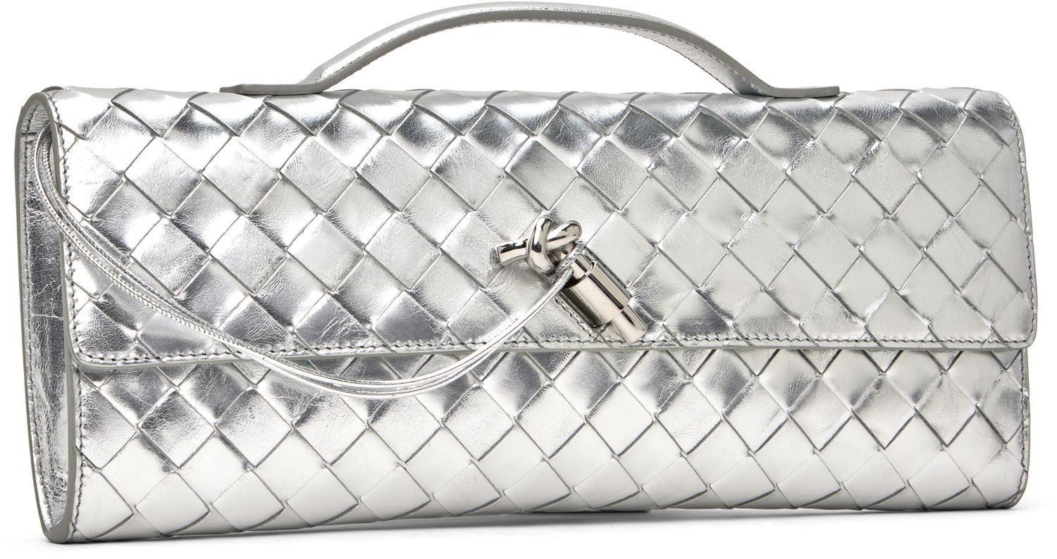 Kabelka Bottega Veneta Bottega Veneta Andiamo Woven Leather Clutch Metalická | 741511 V4P12, 1