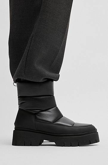 Oblečenie a doplnky BOSS Quilted Faux-Leather Boots Čierna | 50529838, 1