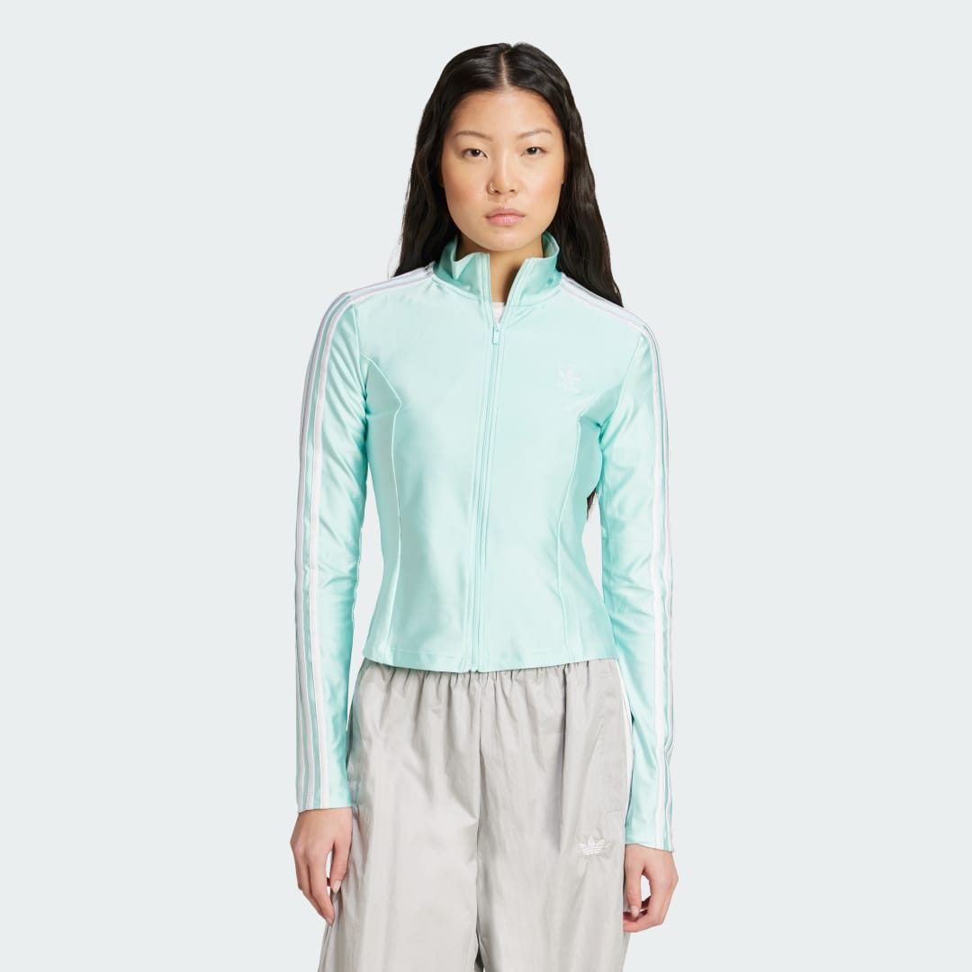 Bunda adidas Performance Adicolor 3-Stripes Slim Fit Track Jacket Zelené | JC5579, 0