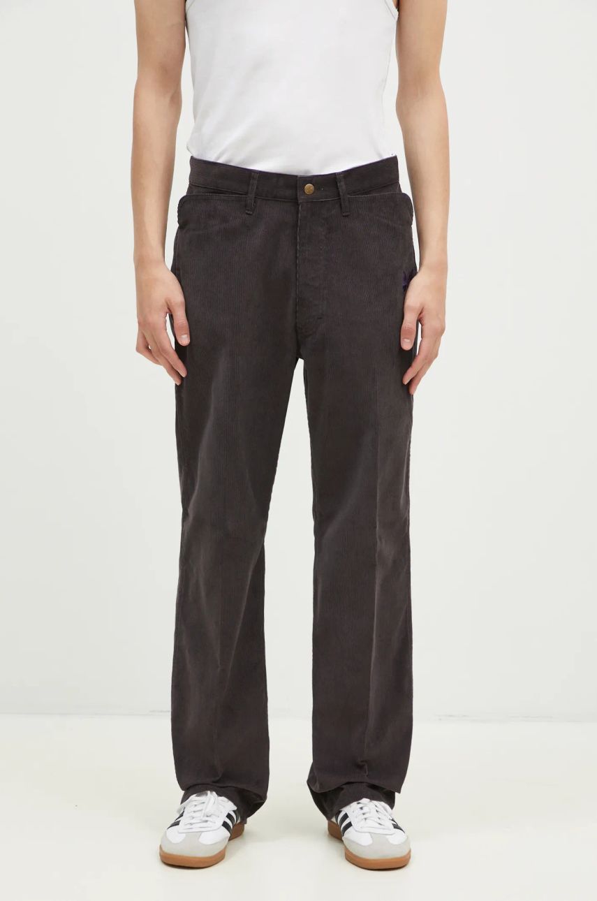 Nohavice Needles Corduroy Straight-Leg Trousers Šedá | PU217, 0
