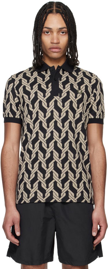 Polo tričko Fred Perry Fred Perry Cable Knit Print Polo Čierna | M9837, 0