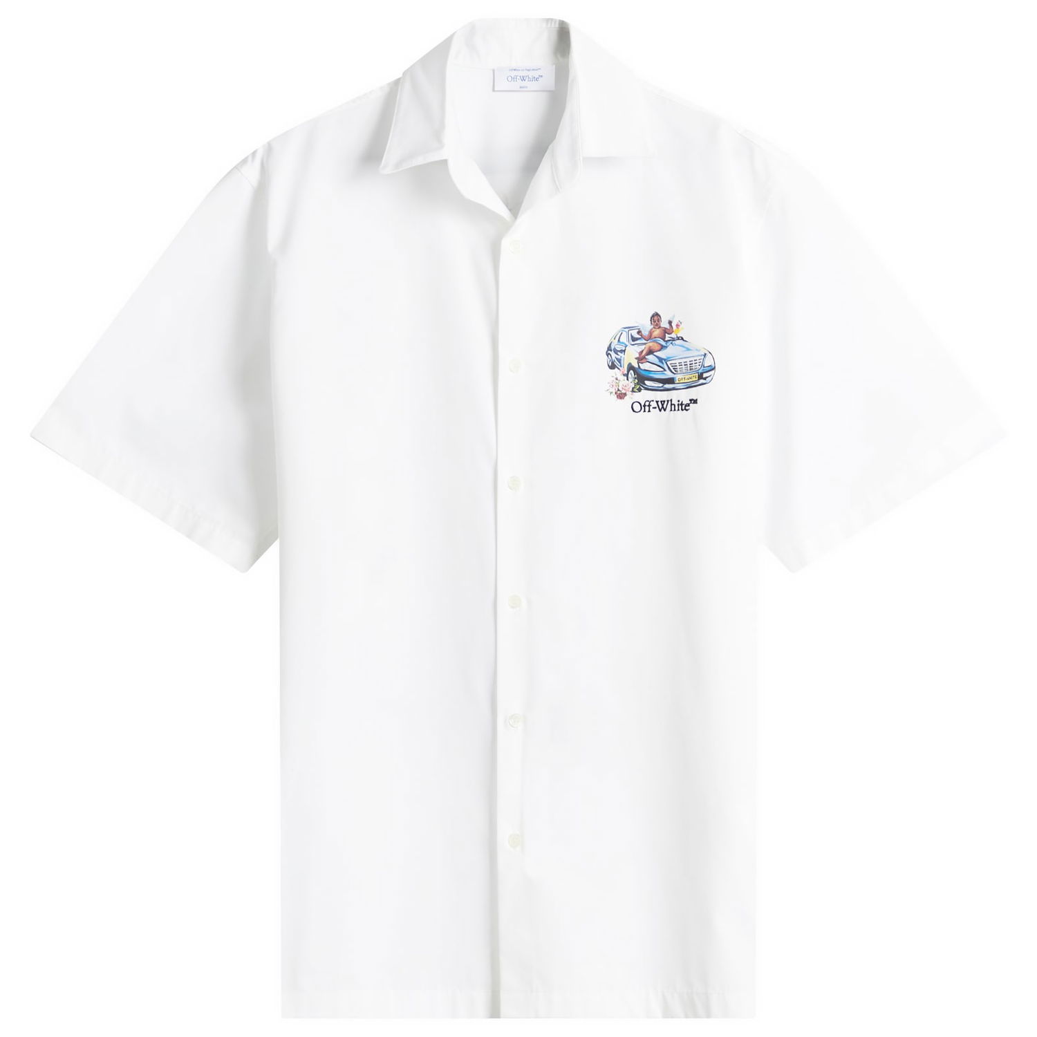Košeľa Off-White Off-White Fresco Arrow Poplin Bowling Shirt, Size Small Biela | OMGG013S25FAB0010187, 0