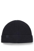BECKHAM x BOSS ribbed beanie hat in virgin wool and cashmere