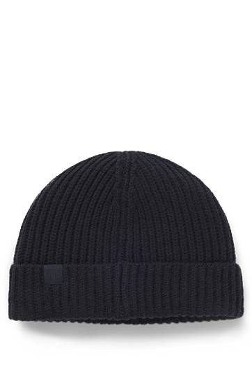 Kulicha BOSS BECKHAM x BOSS ribbed beanie hat in virgin wool and cashmere Čierna | 50552850