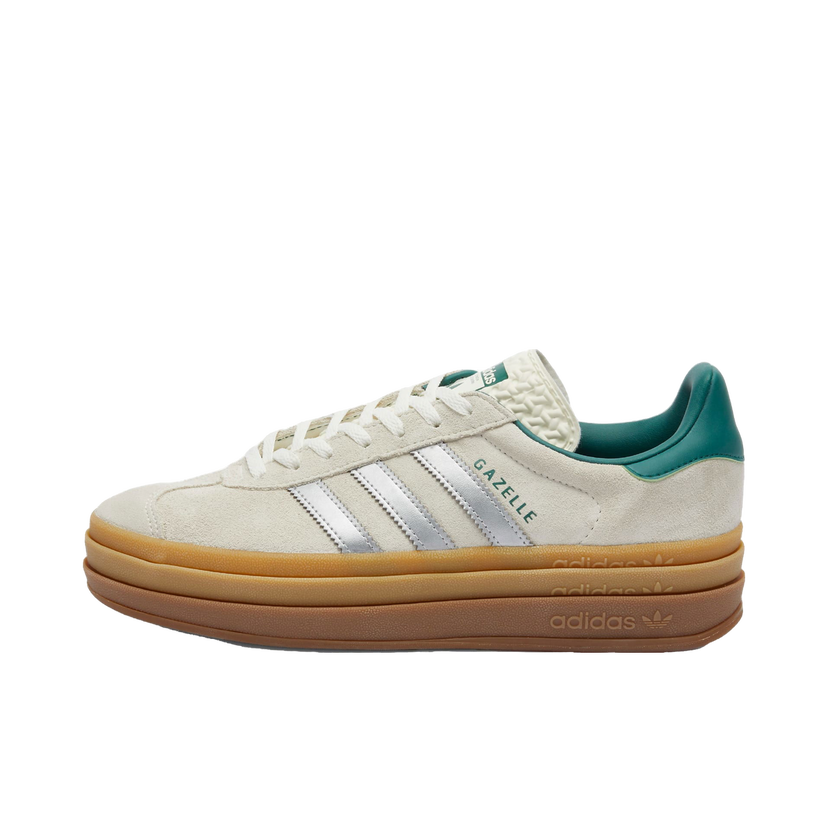 Tenisky a topánky adidas Originals Adidas Women's Gazelle Bold W in Off White/Silver Met/Collegiate Green, Size UK 3 | END. Clothing Šedá | JI0328