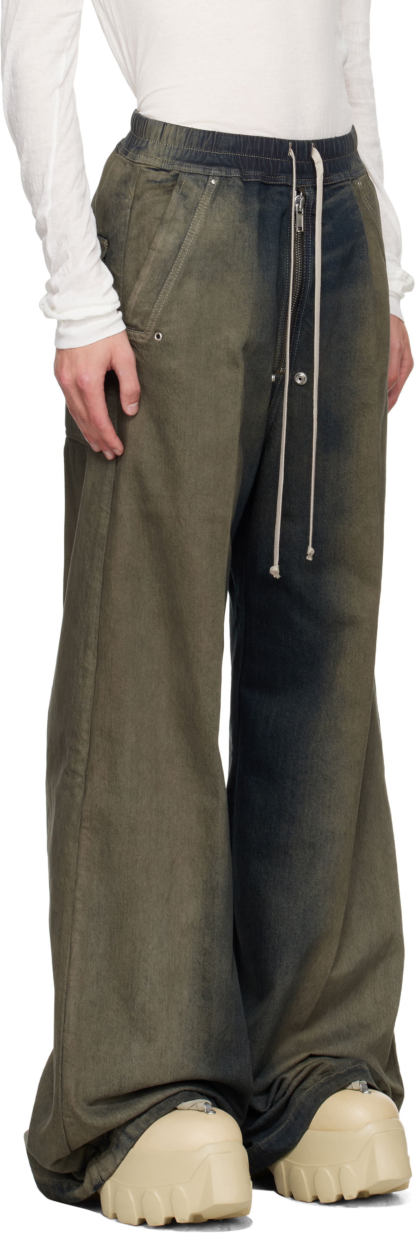 Džínsy Rick Owens Rick Owens Wide Bela Jeans Zelené | RU02E1366 DKDEG, 1