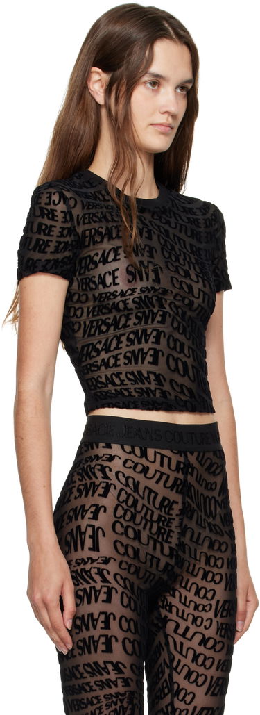 Tričko Versace Versace Jeans Couture Tulle Flock Liquify T-Shirt Čierna | E79HAH602_EJS490, 1