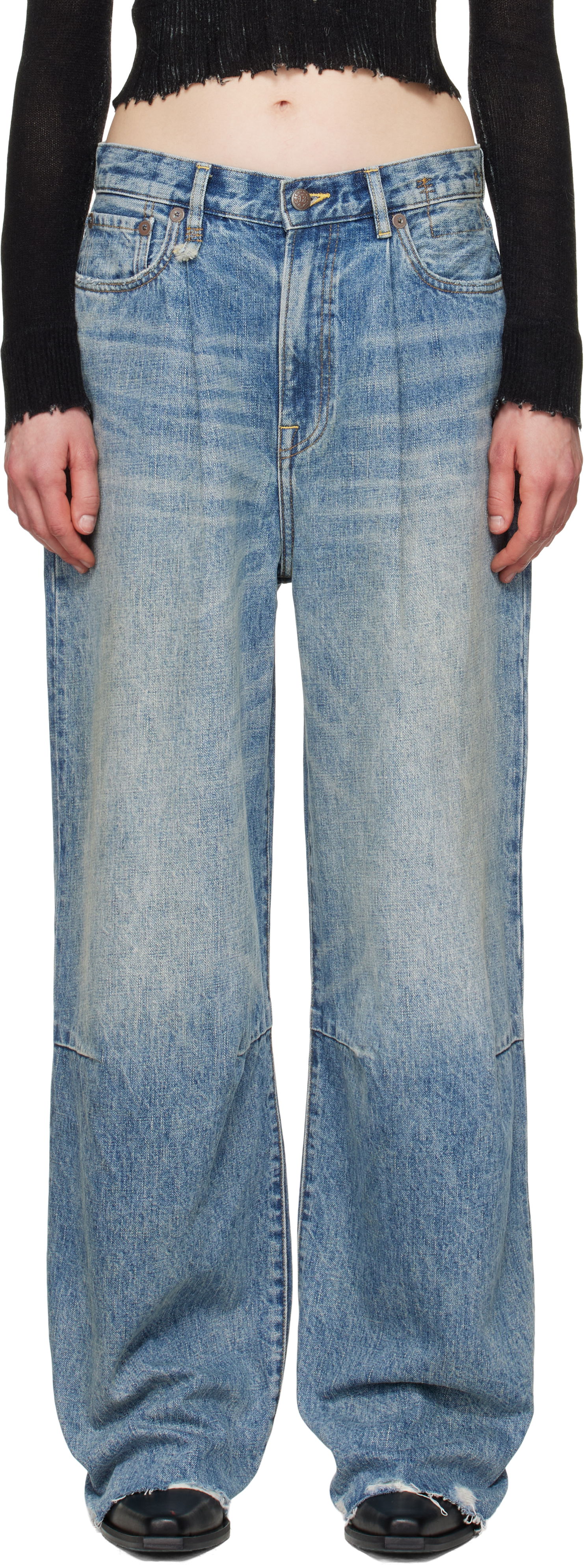 Džínsy R13 R13 Wayne Articulated Knee Jeans Modrá | R13WD146-D149C, 0