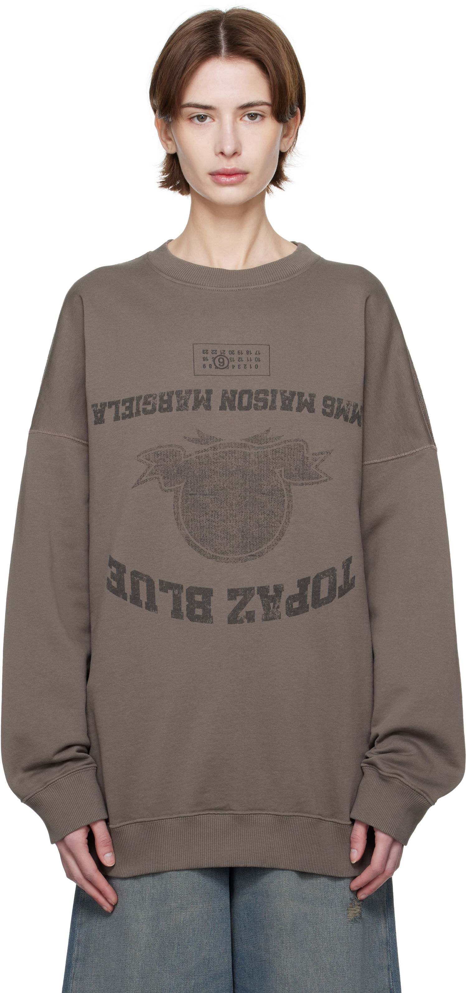 Sveter Maison Margiela MM6 Maison Margiela Printed Sweatshirt Hnedá | SH0GU0023 M25012, 0