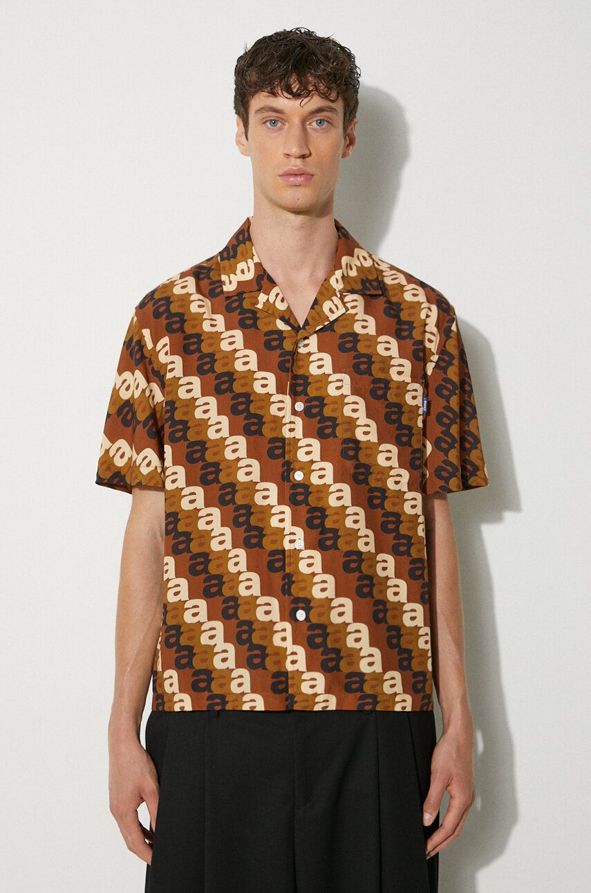 Košeľa Awake NY Awake NY A Print Camp Relaxed Shirt Hnedá | SP24.TP005, 0