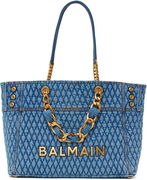 Balmain 1945 Soft Diamond-Quilted Denim Tote