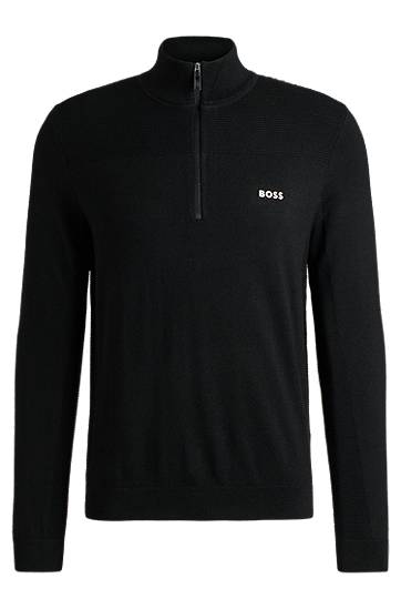 Sveter BOSS BOSS Zip-Neck Sweater Čierna | 50498560, 0