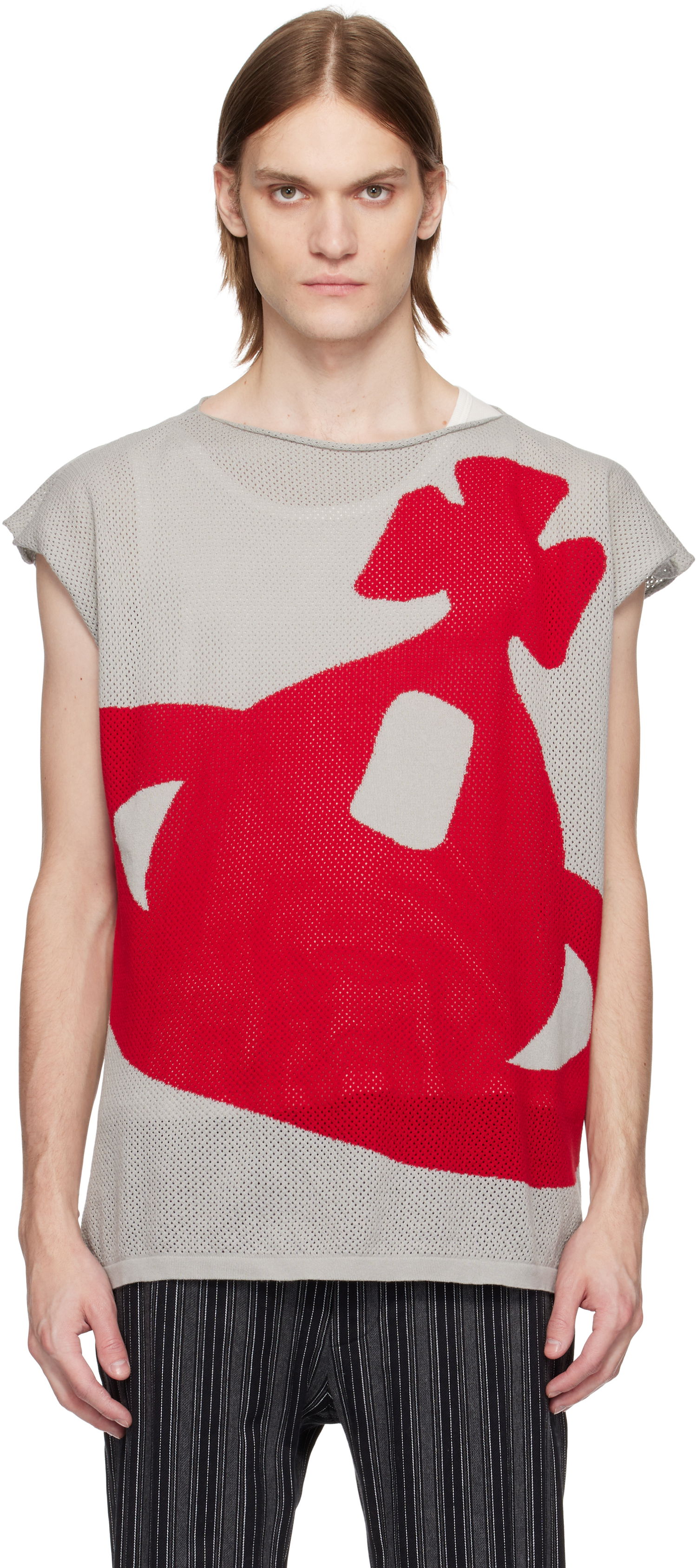 Sveter Vivienne Westwood Vivienne Westwood Intarsia Pixel Orb Tank Top Šedá | 8101000P-K005X-, 0