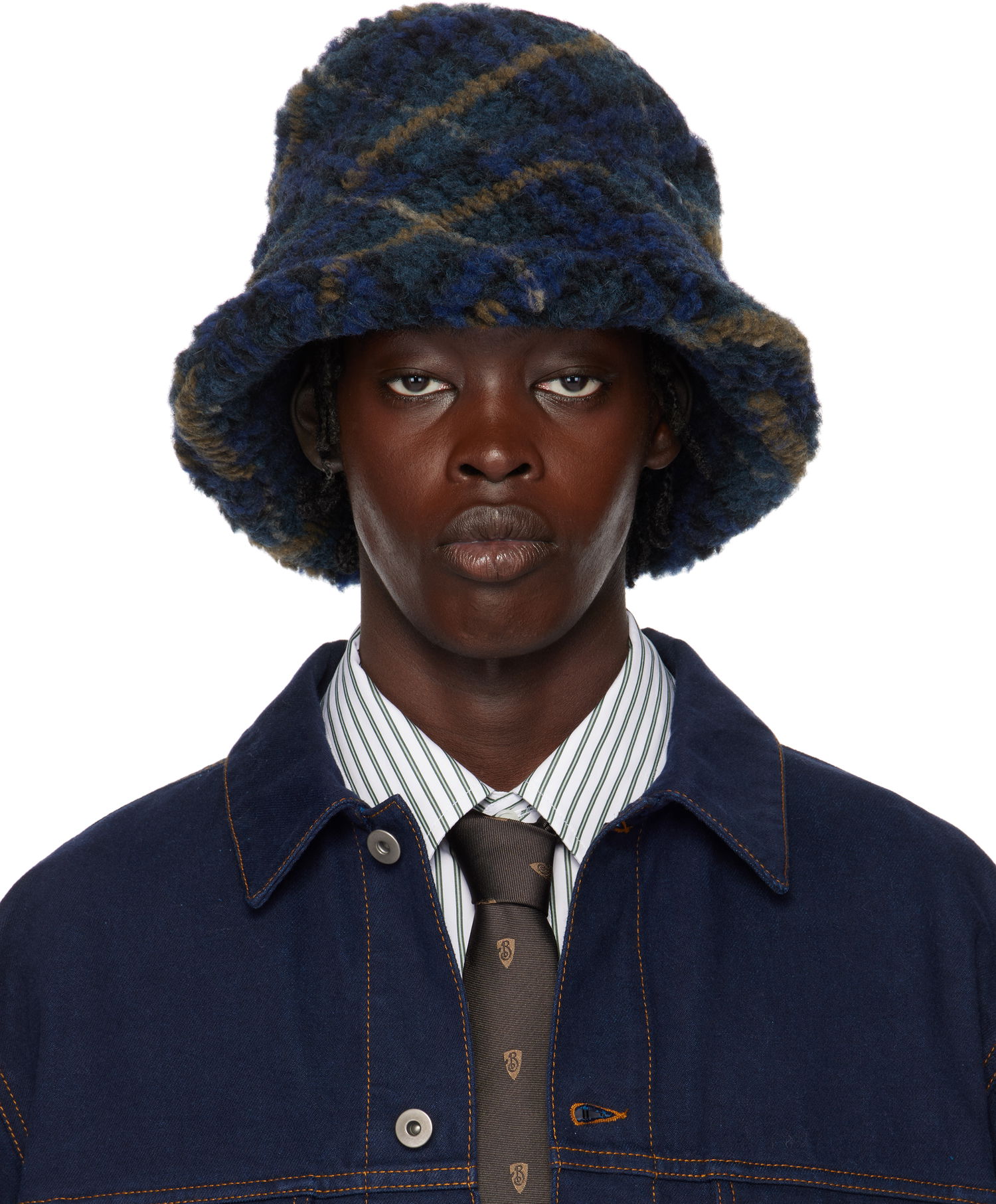 Klobúk Burberry Check Fleece Bucket Hat Navy | 8102729, 0