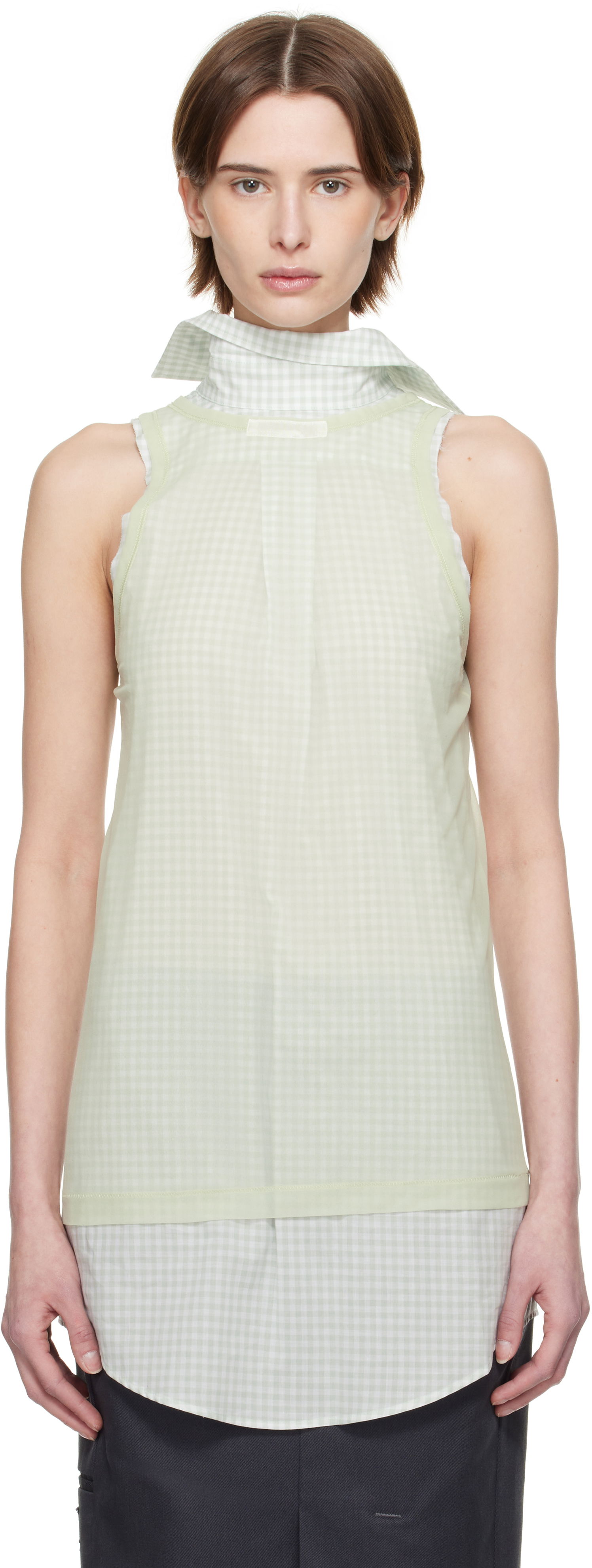 Tielko Maison Margiela Maison Margiela Back To Front Check Sleeveless Top Zelené | S51NL0046 MTJ024, 0