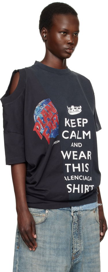 Tričko Balenciaga Keep Calm Graphic Print T-Shirt Čierna | 808414 TRVH8, 1