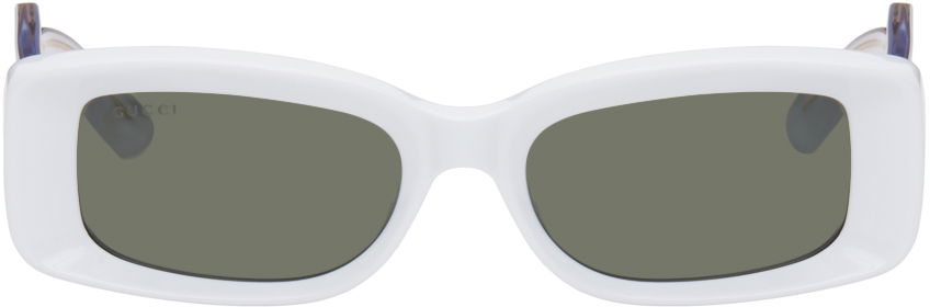 Gucci White Rectangular Sunglasses