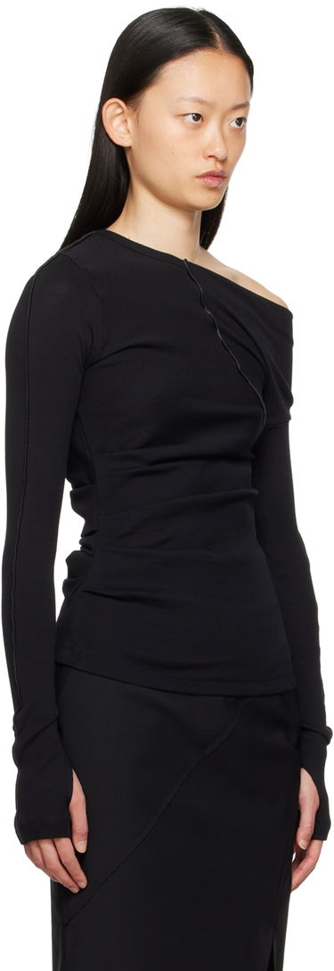 Tričko Helmut Lang Helmut Lang Asymmetric Long Sleeve T-Shirt Čierna | N06HW502, 1