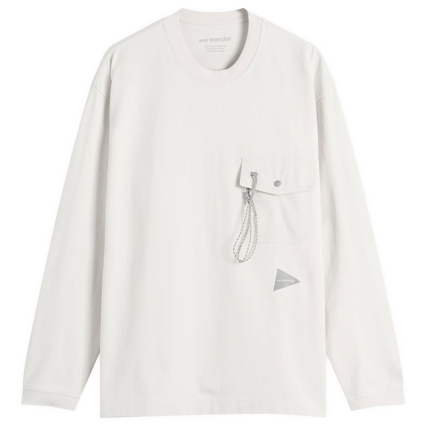 Tričko and wander Heavy Cotton Longsleeve Pocket Tee, Size Small Biela | 5745284082-021