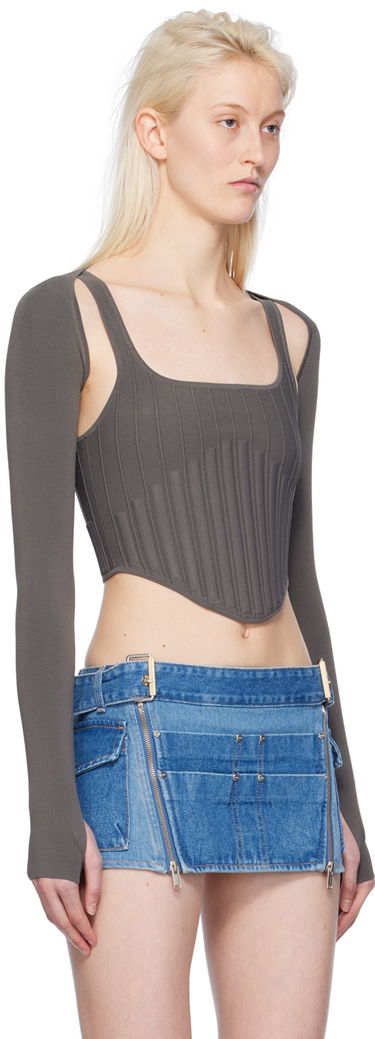 Sukňa Dion Lee Ventral Compact Corset Top Čierna | A7772PS24, 4