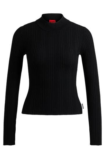Sveter BOSS Slim-Fit Ribbed Sweater Čierna | 50518311, 0