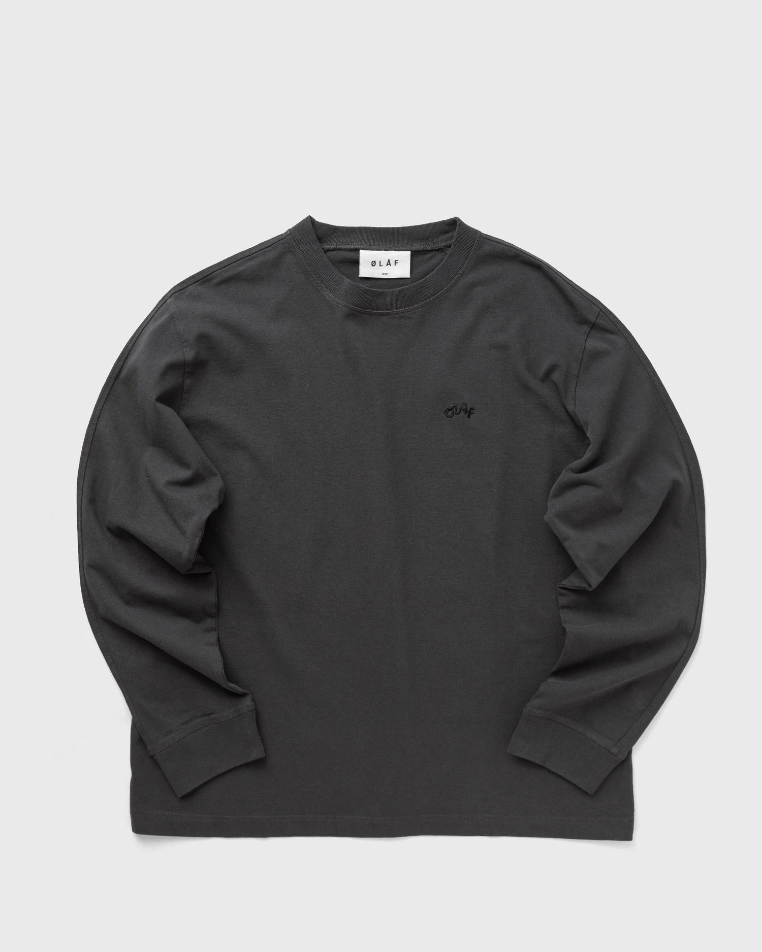 Tričko ØLÅF Long Sleeve Signature T-Shirt Čierna | M220110-CHARCOAL, 0