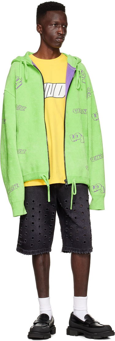 Mikina We11done We11done Viscose Zip-Up Hoodie Zelené | WD-KJ1-22-616-U-LM, 3