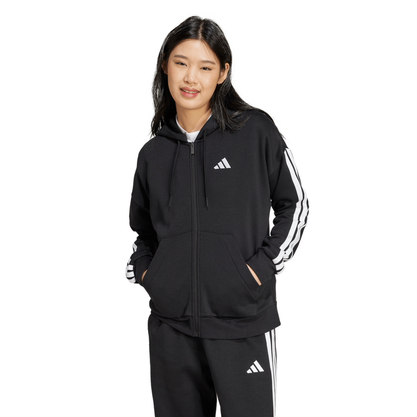 Mikina adidas Originals 3-Stripes Full-Zip Hoodie Čierna | JE1283