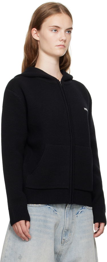 Mikina We11done We11done Embroidered-Logo Zip-Up Hoodie Čierna | WD-KJ2-24-605-W-BK, 1