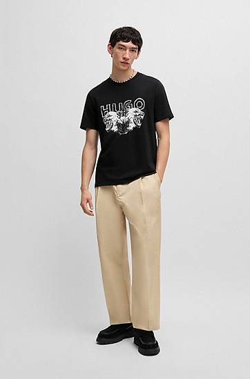 Tričko BOSS HUGO T-Shirt with Animal Graphic Čierna | 50538257, 1